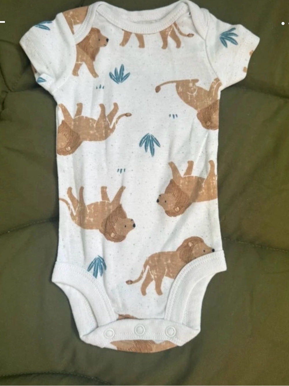 Neutral Bear Print Short Sleeve Baby One-Piece